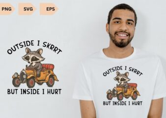 Outside I Skrrt but inside i hurt Tshirt, Racoon Shirt, Retro Cartoon T Shirt, Weird T Shirt, Meme T Shirt, Trash Panda T Shirt, funny