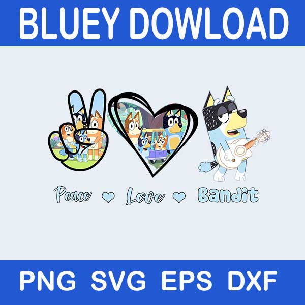 Peace Love Bingo Svg, Bluey Family Svg, Momlife Bluey Svg