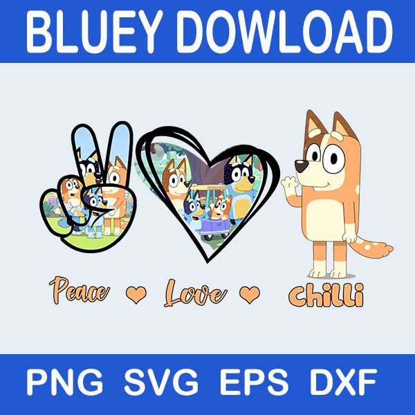 Peace Love Bingo Svg, Bluey Family Svg, Momlife Bluey Svg