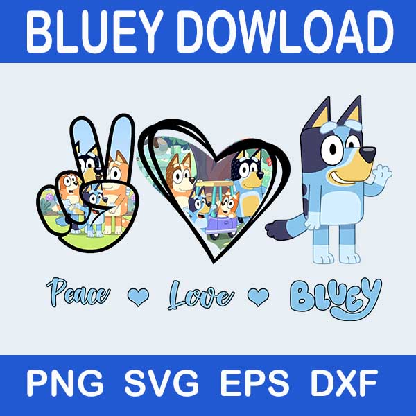 Peace Love Bingo Svg, Bluey Family Svg, Momlife Bluey Svg