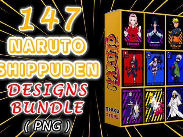 147 naruto t-shirts design bundle