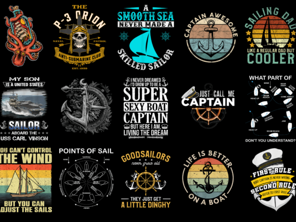 15 sailor shirt designs bundle p2, sailor t-shirt, sailor png file, sailor digital file, sailor gift, sailor download, sailor design