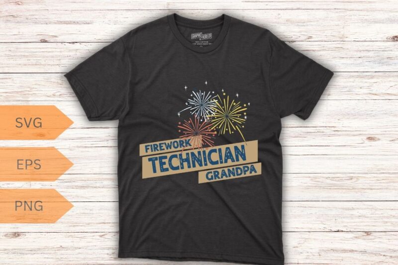 Firework technician grandpa funny America Firefighter T-shirt design vector, Firework Technician, Firework Technician shirt, American
