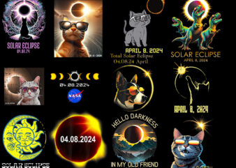 Cat Sun Total Solar Eclipse Png, Total solar eclipse 2024 shirt designs bundle