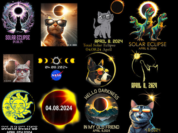 Cat sun total solar eclipse png, total solar eclipse 2024 shirt designs bundle