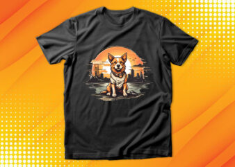 Cute Dog Vintage Retro t shirt vector file