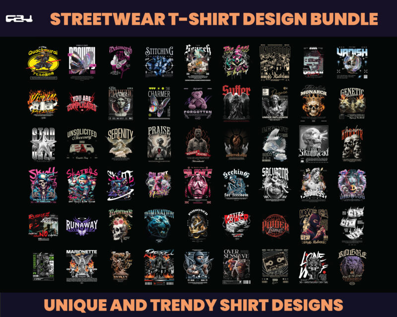 110 Urban Streetwear Designs, T-shirt Design bundle, Streetwear Designs, Aesthetic Design, shirt designs, Graphics shirt, DTF, DTG