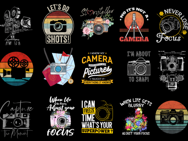 15 camera shirt designs bundle p2, camera t-shirt, camera png file, camera digital file, camera gift, camera download, camera design