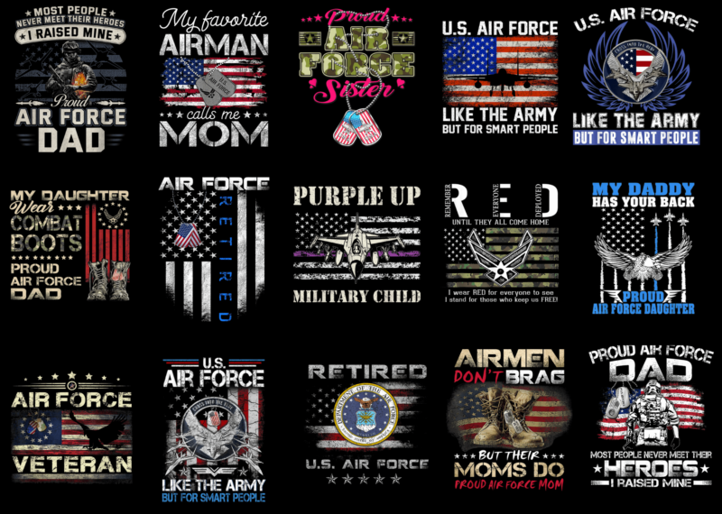 15 Air Force Shirt Designs Bundle P2, Air Force T-shirt, Air Force png file, Air Force digital file, Air Force gift, Air Force download, Air