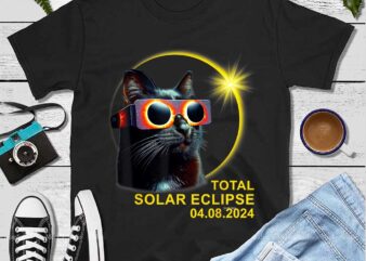 Cat Hello Darkness My Friend Solar Eclipse April 8 2024 Png t shirt vector file