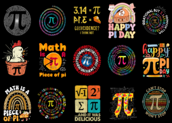 15 Pi Day Shirt Designs Bundle P3, Pi Day T-shirt, Pi Day png file, Pi Day digital file, Pi Day gift, Pi Day download, Pi Day design