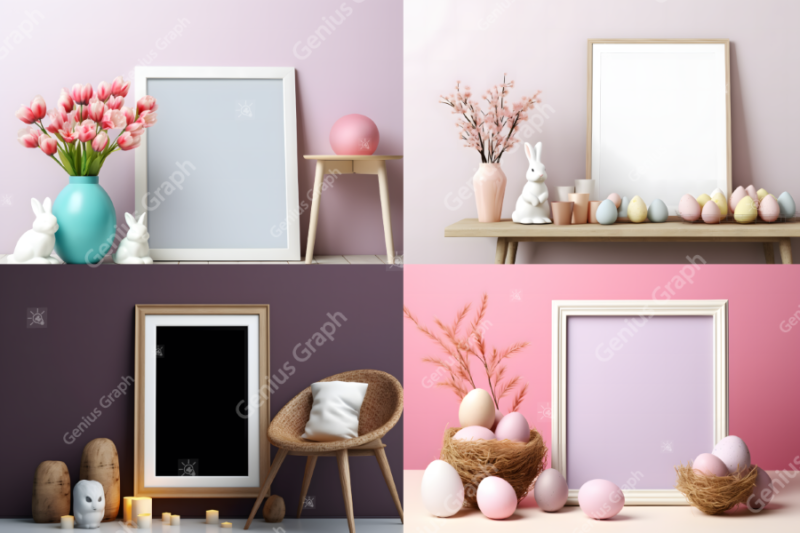 Easter Sunday Wall Art Frame Mockup Bundle