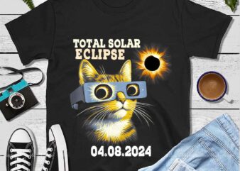 Cat Total Solar Eclipse 04 08 2024 Png t shirt vector file