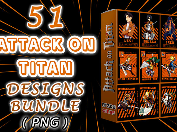 51 attack on titan t-shirts design bundle