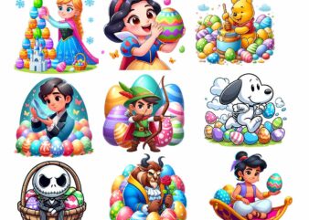 Cartoon Easter Character Png Bundle, Spring Easter Png, Happy Easter Day Png, Superhero Easter Png, Princess Easter Egg