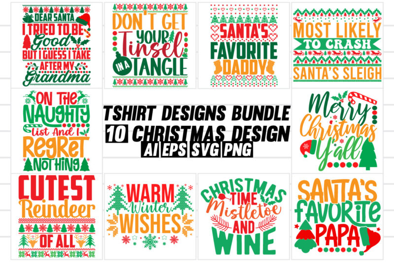 merry christmas hand lettering greeting bundle for t shirt, christmas decoration new year design, christmas felling greeting card clothing