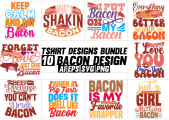 bacon wildlife vintage text style calligraphy design, food symbol gift for bacon lover, funny bacon badge abstract silhouette shirt design