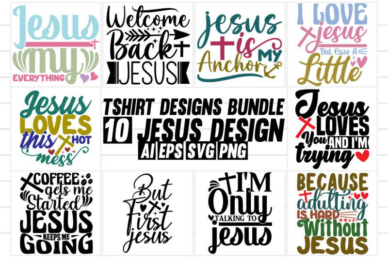 jesus gift text style design, christian religion bundle for jesus t shirt graphic, motivational quotes jesus typography lettering design