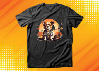 Cute Dog Vintage Retro t shirt vector file