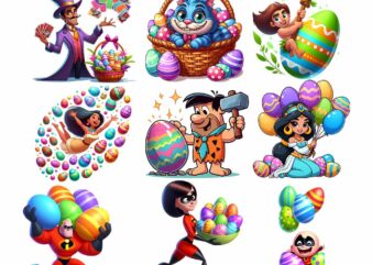 Cartoon Easter Character Png Bundle, Spring Easter Png, Happy Easter Day Png, Superhero Easter Png, Princess Easter Egg