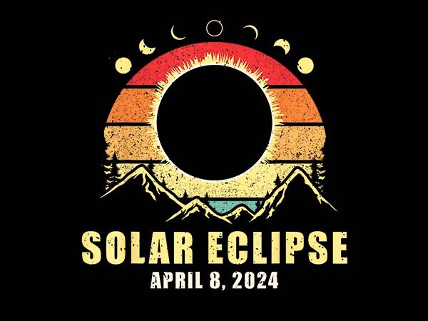 Total solar eclipse 4 08 2024 png, solar eclipse png t shirt designs for sale