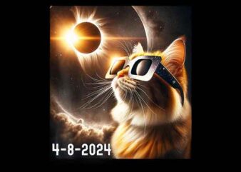 Cat Total Solar Eclipse April 8 2024 Png, Total Solar Eclipse Png t shirt vector file