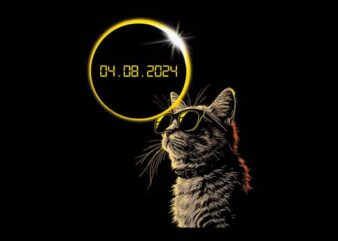 Cat Total Solar Eclipse April 8 2024 Png, Total Solar Eclipse Png t shirt vector file
