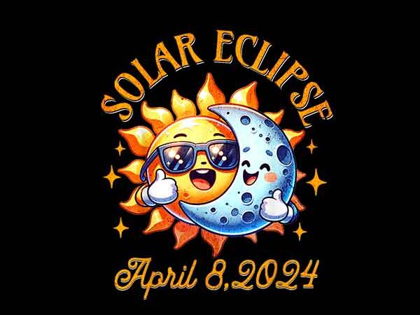 Solar eclipse april 8 2024 png, total solar eclipse png t shirt template vector