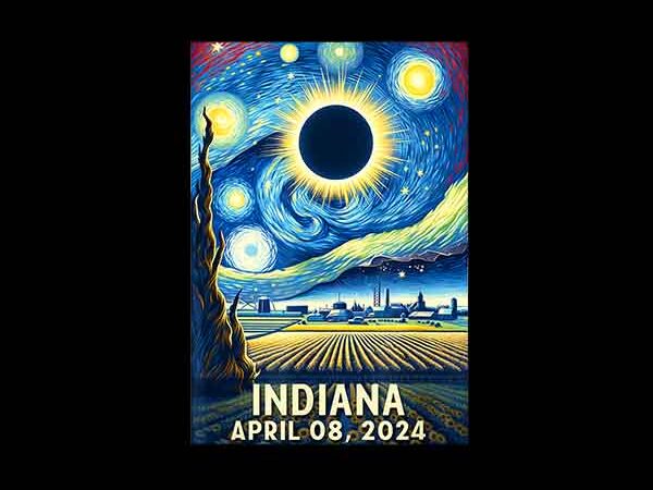 Indiana april 08 2024 png, total solar eclipse png t shirt design for sale