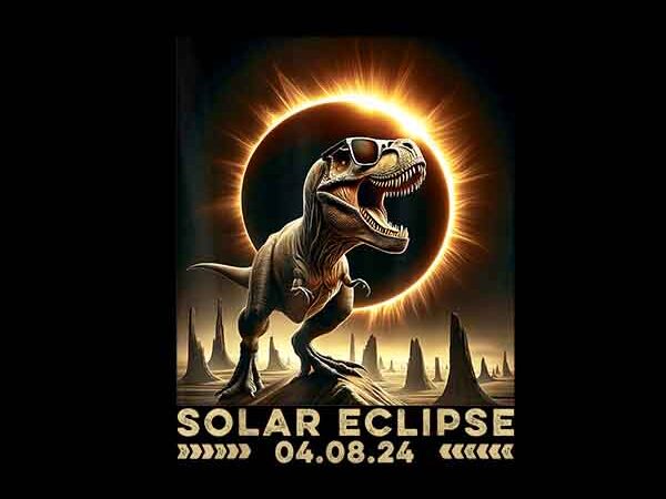 Dinosaur total solar eclipse texas png, total solar eclipse png t shirt vector illustration