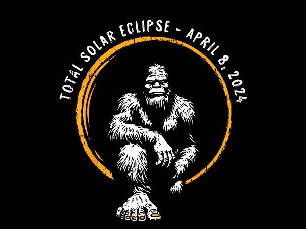 Bigfoot total solar eclipse april png, total solar eclipse png t shirt template
