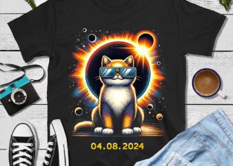 Cat Solar Eclipse 2024 Png t shirt vector file