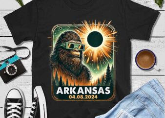 Bigfoot Arkansas Total Solar Eclipse 2024 Wearing Glasses Png t shirt template