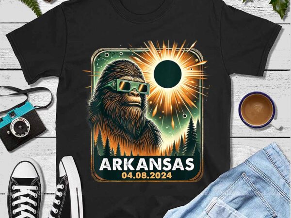 Bigfoot arkansas total solar eclipse 2024 wearing glasses png t shirt template
