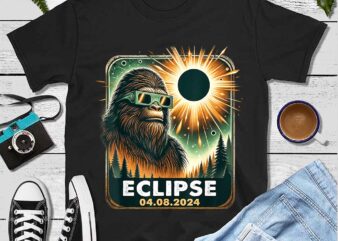 Bigfoot Total Solar Eclipse 2024 Sasquatch Eclipse Glasses Png t shirt template