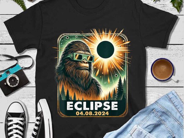 Bigfoot total solar eclipse 2024 sasquatch eclipse glasses png t shirt template