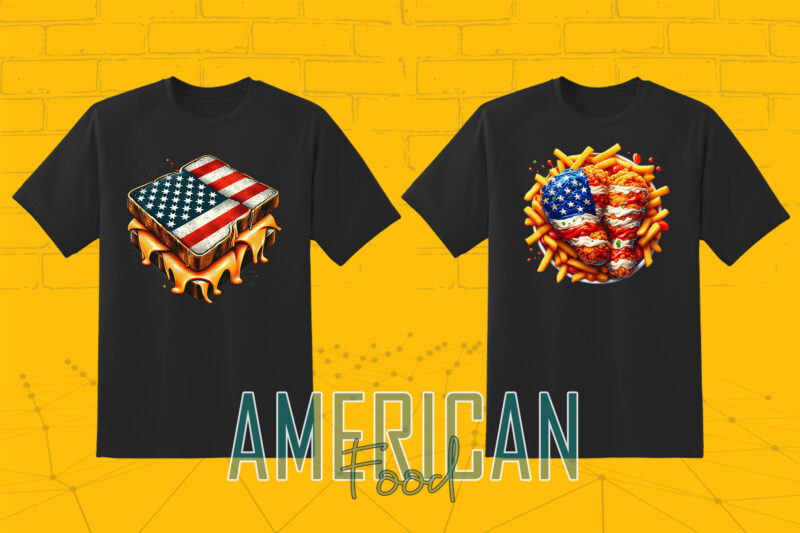 American Food with Independence Day 20 Illustration T-shirt Clipart Bundle