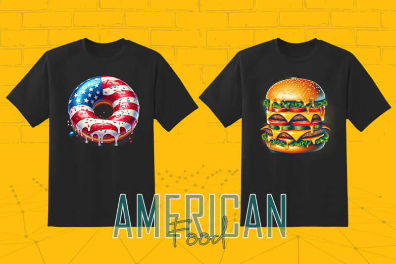 American Food with Independence Day 20 Illustration T-shirt Clipart Bundle