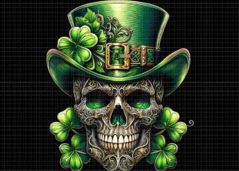 Sugar Skull St Patrick Day Of the Dead Lucky Shamrock Png, Skull St Patrick Day Png