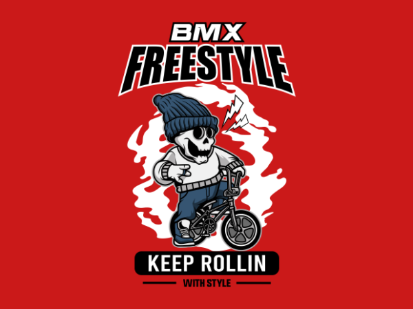 Bmx skull freestyle cartoon t shirt template