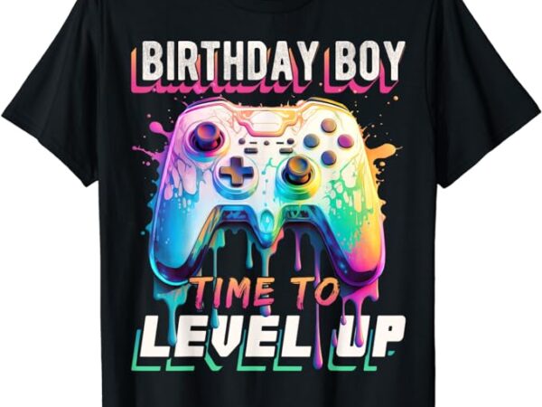 Birthday boy time to level up video game birthday party boys t-shirt