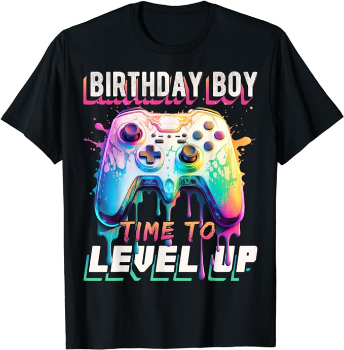 Birthday Boy Time to Level Up Video Game Birthday Party Boys T-Shirt