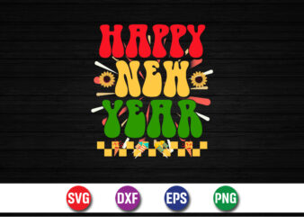 Happy new year t-shirt design print template