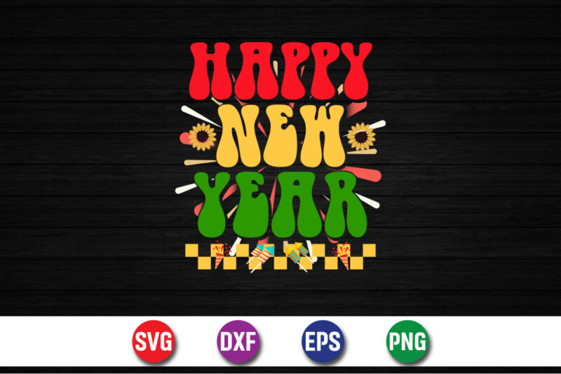 Happy New Year T-shirt Design Print Template