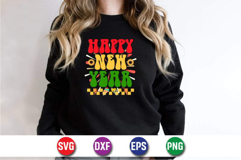 Happy New Year T-shirt Design Print Template