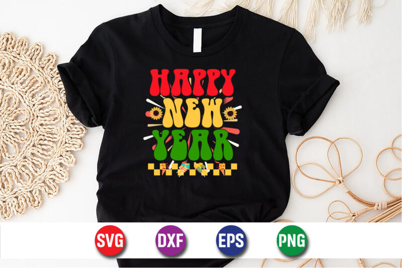 Happy New Year T-shirt Design Print Template