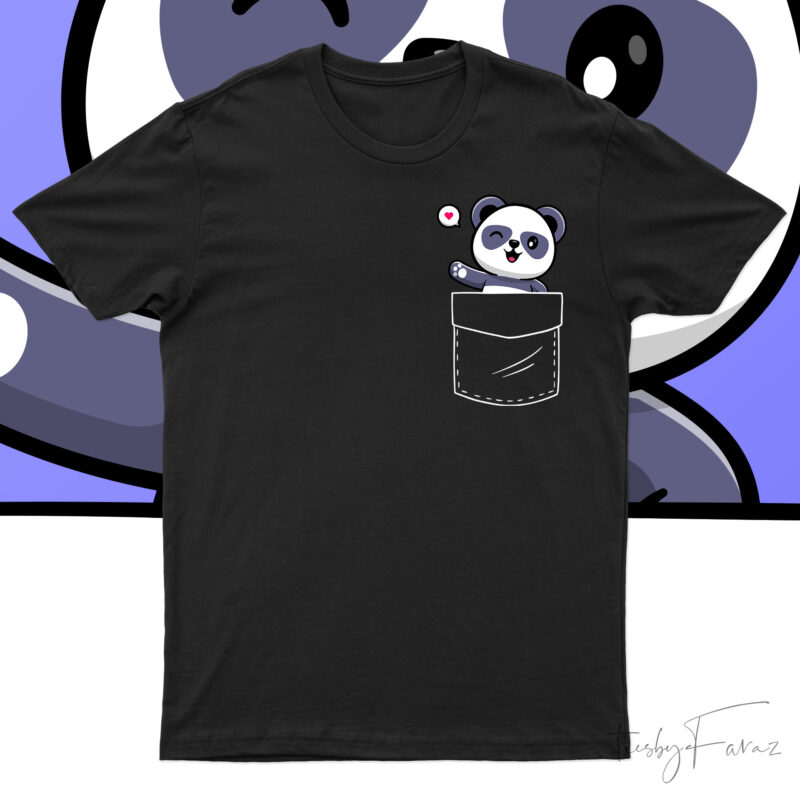 Cute Panda Popping Out of the Pocket | Funny And Cute T-Shirt Design For Sale!!