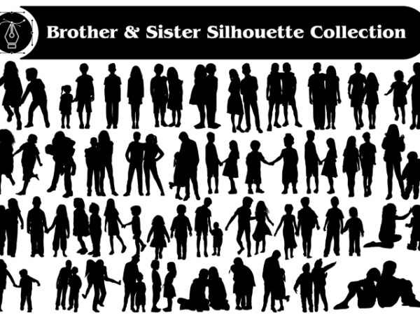 Brother and sister silhouette collection t shirt template