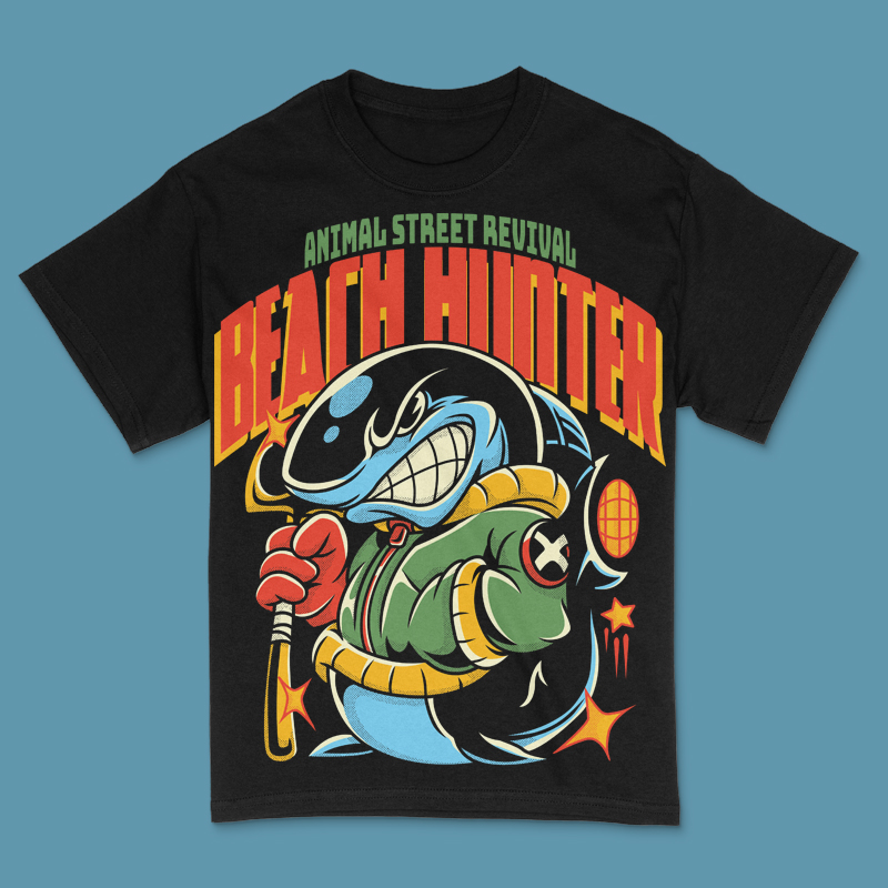 Beach Hunter T-Shirt Design Template