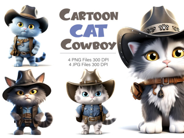 Cartoon cat cowboy. tshirt sticker.